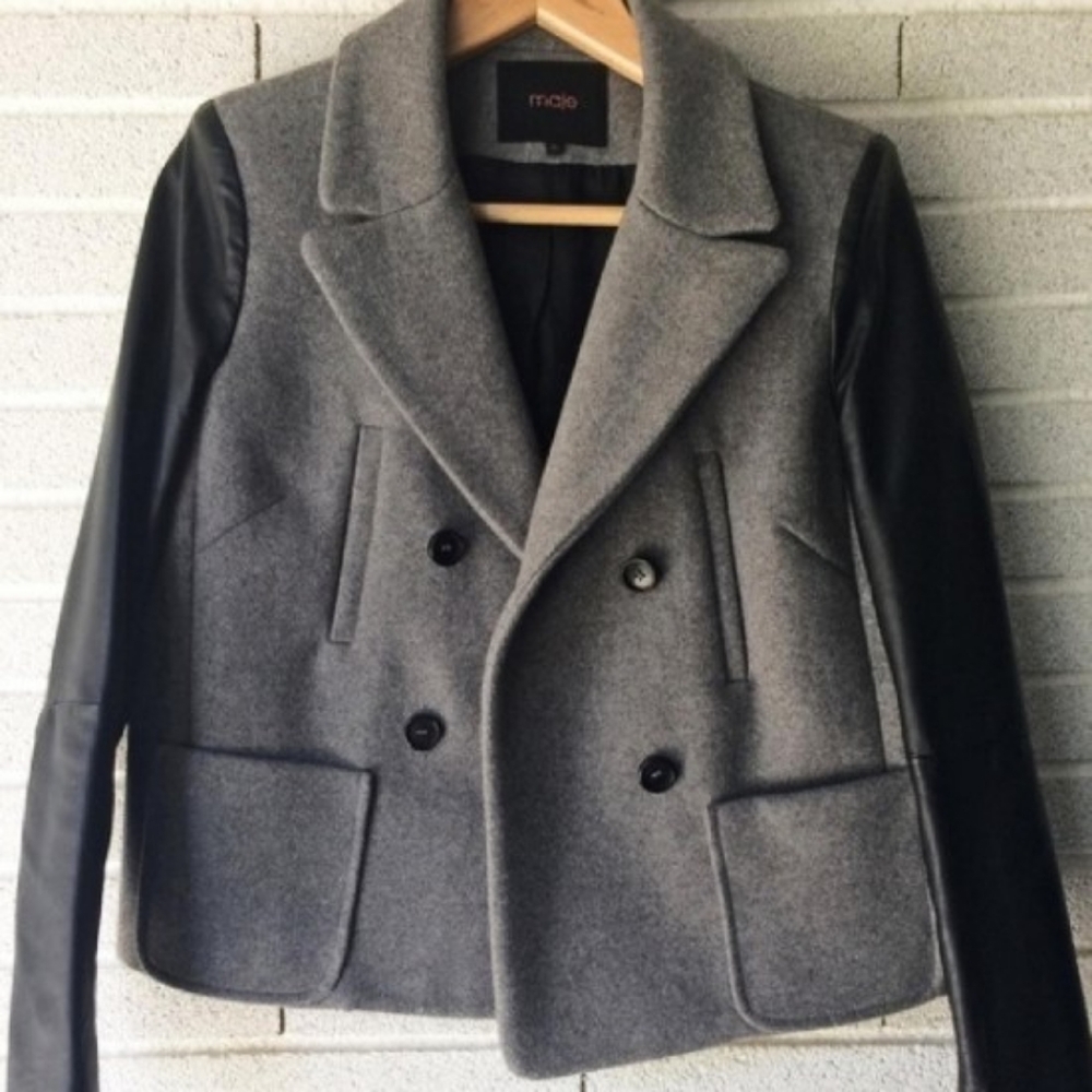 Maje Virgin Wool & Leather Jacket